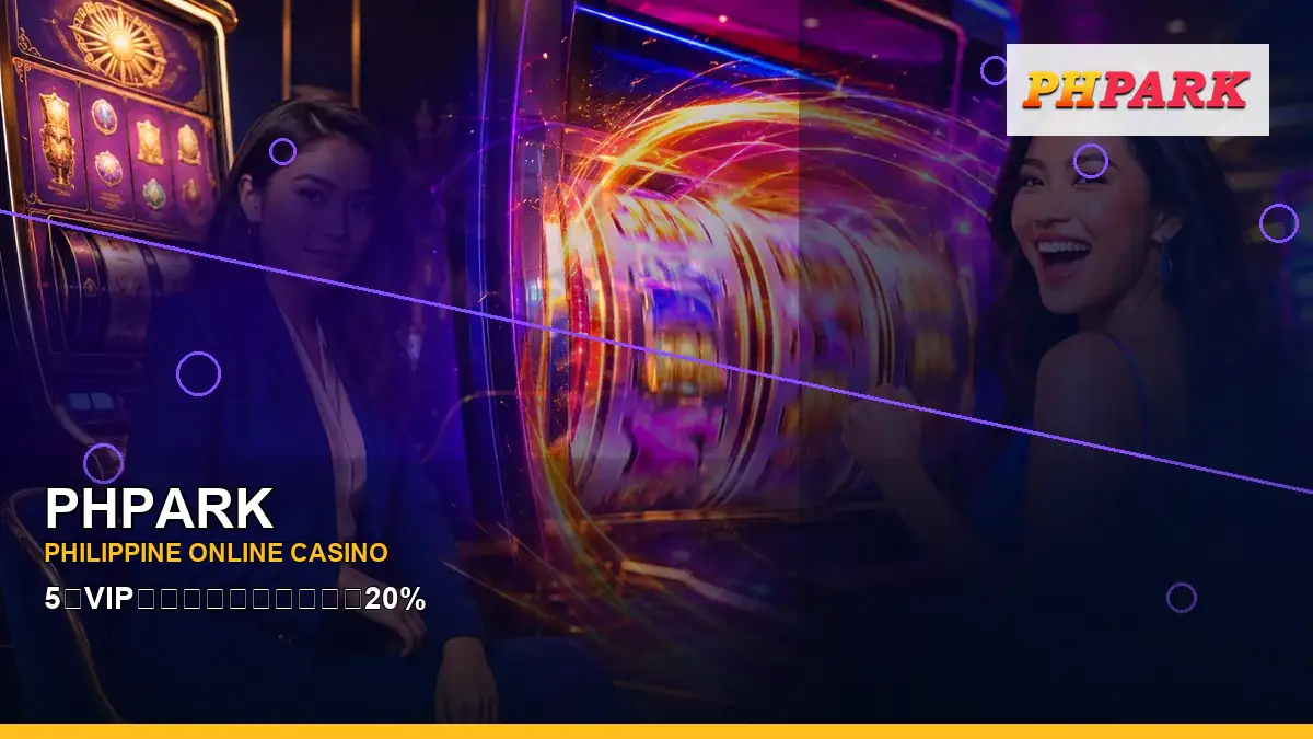 PHPARK burst free spins slot games in a left close-up scene for the PHPARK brand search, casino access, games, account help